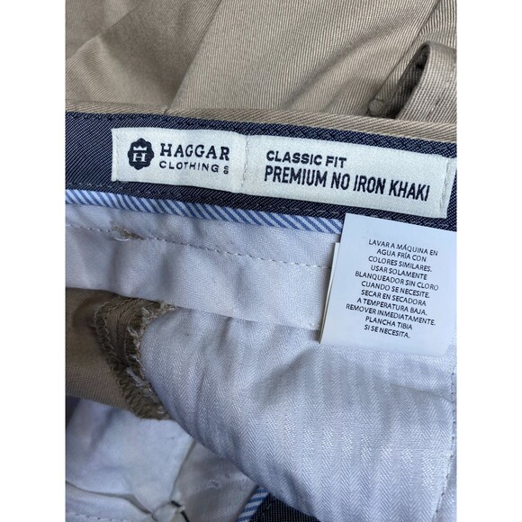 Haggar Mens Sz 38X32 Tan Classic Fit Premium No Iron Khaki Pants - Picture 7 of 12